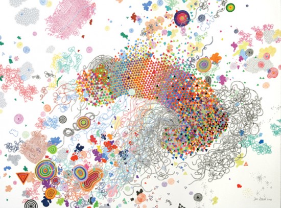 Cosmic Dust / 57 x 76см / фломастер, бумага / 2008, Jen Stark