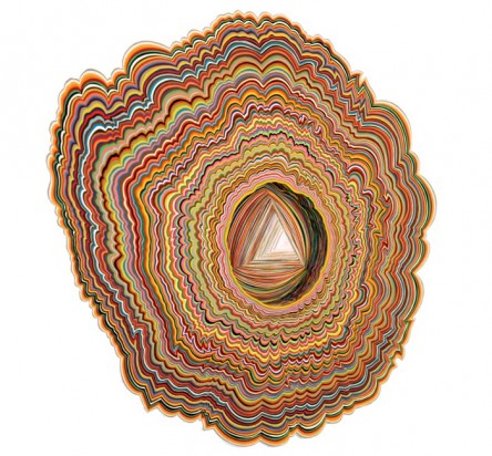Microscopic Entrance / 71 x 76см / вырезанная вручную цветная бумага, основа - дерево / 2007, Jen Stark