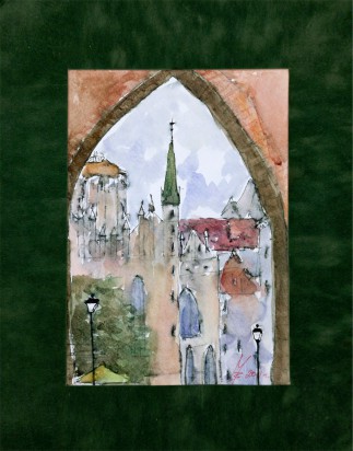 Вид на Мариацкую улочку через арку. б., акв., 2011 г. Маргарита Вавржина