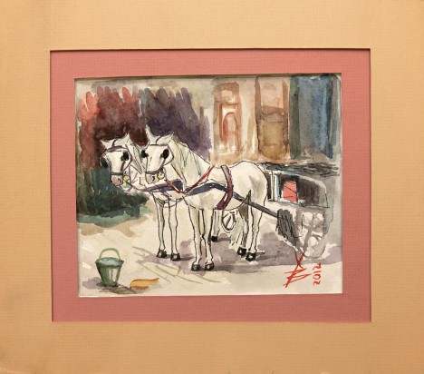 Белые лошади. Вена. б., акв., 2012 г. Христина Вавржина