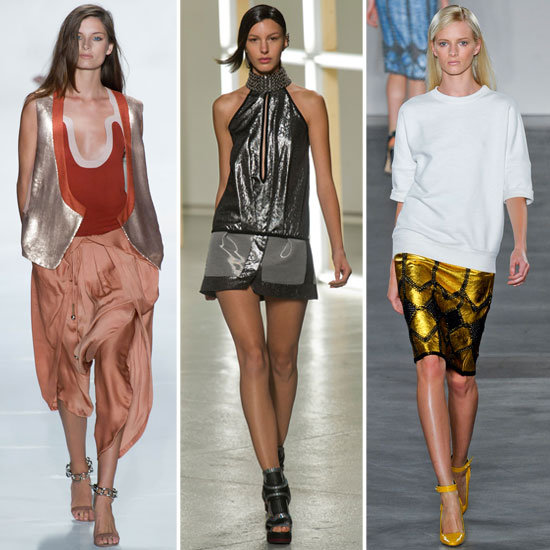 Diane von Furstenberg, Rodarte и Derek Lam. Металлический блеск