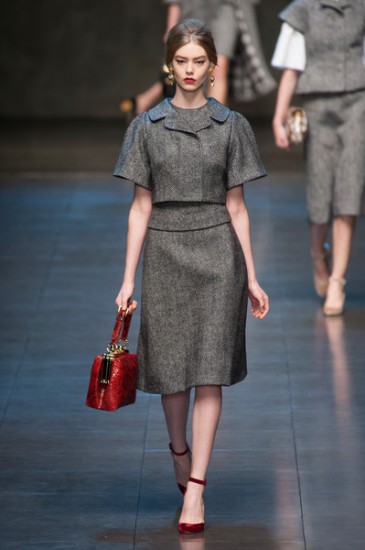 Dolce & Gabbana создали из серого твида приталенные костюмы. Тенденции моды: Осень 2013-Зима 2014 (часть 1)