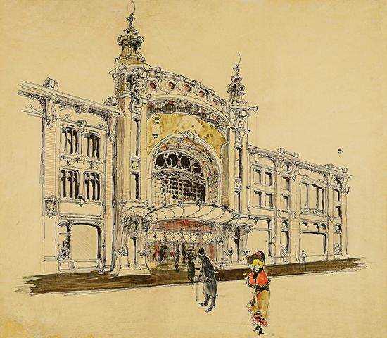 Театр в доме В.Н. Гирш. Проект фасада. И.А. Иванов-Щиц. 1899