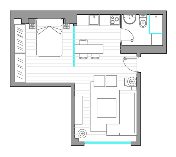 План квартиры в Мадриде: 40 простых и удобных метров.кв